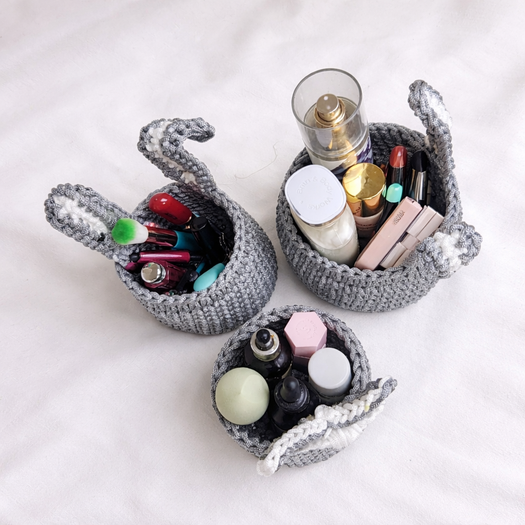 Pack 3 pièces panier lapin gris