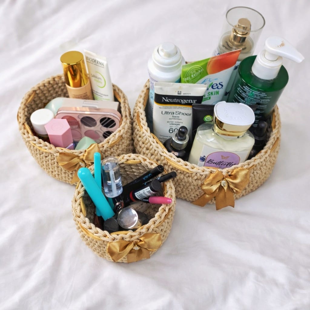 pack 3 pièces panier rond avec ruban