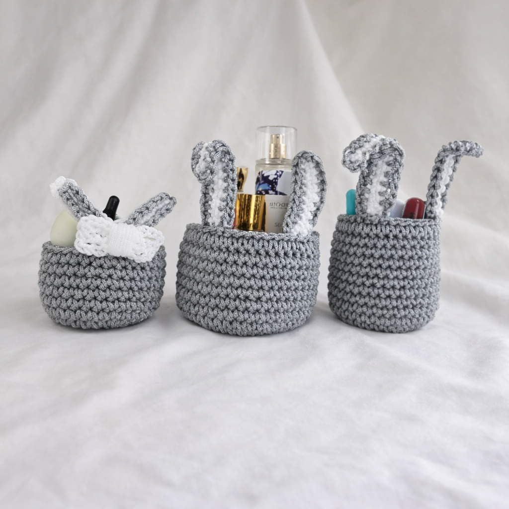 Pack 3 pièces panier lapin gris