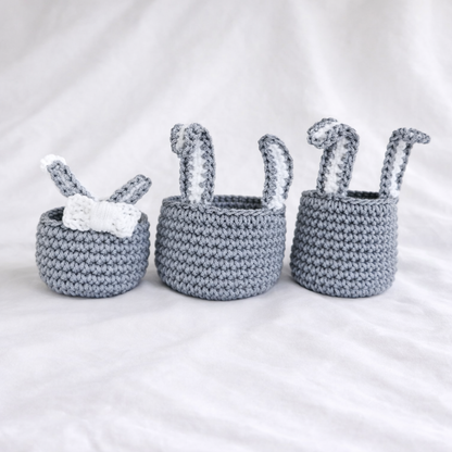 Pack 3 pièces panier lapin gris
