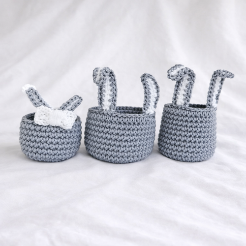 Pack 3 pièces panier lapin gris