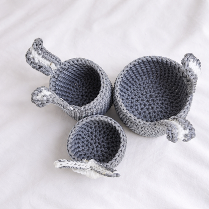 Pack 3 pièces panier lapin gris