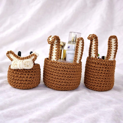 Pack 3 pièces panier lapin marron