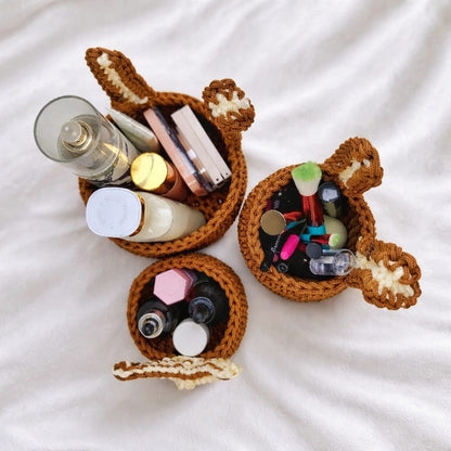 Pack 3 pièces panier lapin marron