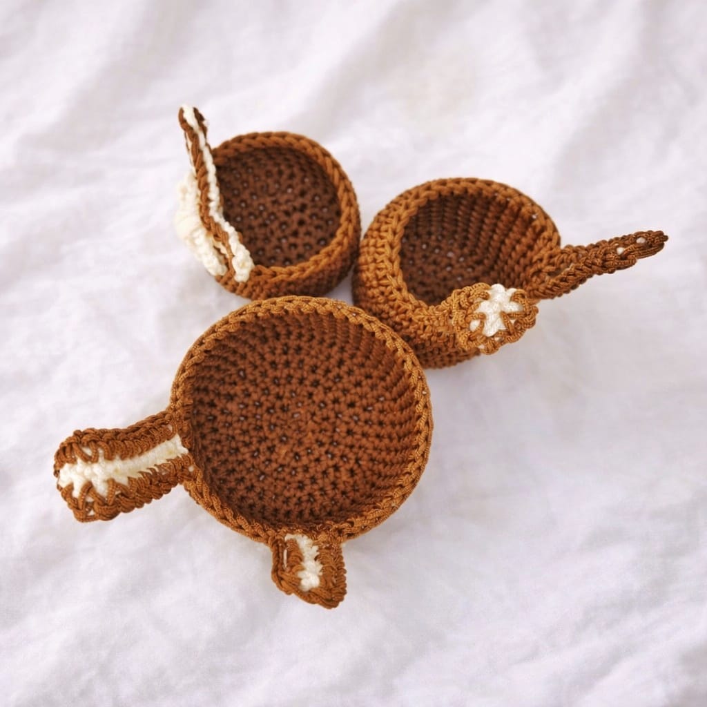 Pack 3 pièces panier lapin marron