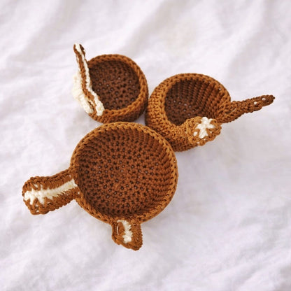 Pack 3 pièces panier lapin marron