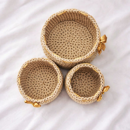 pack 3 pièces panier rond  avec ruban