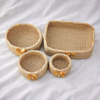 Pack 4 pièces rond avec ruban