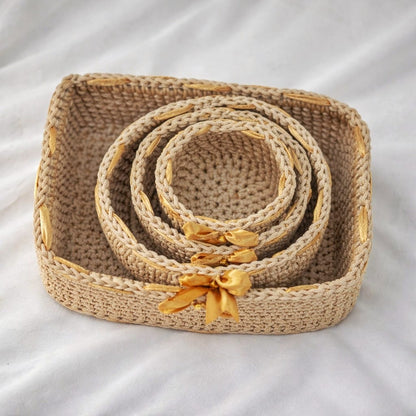 Pack 4 pièces rond avec ruban