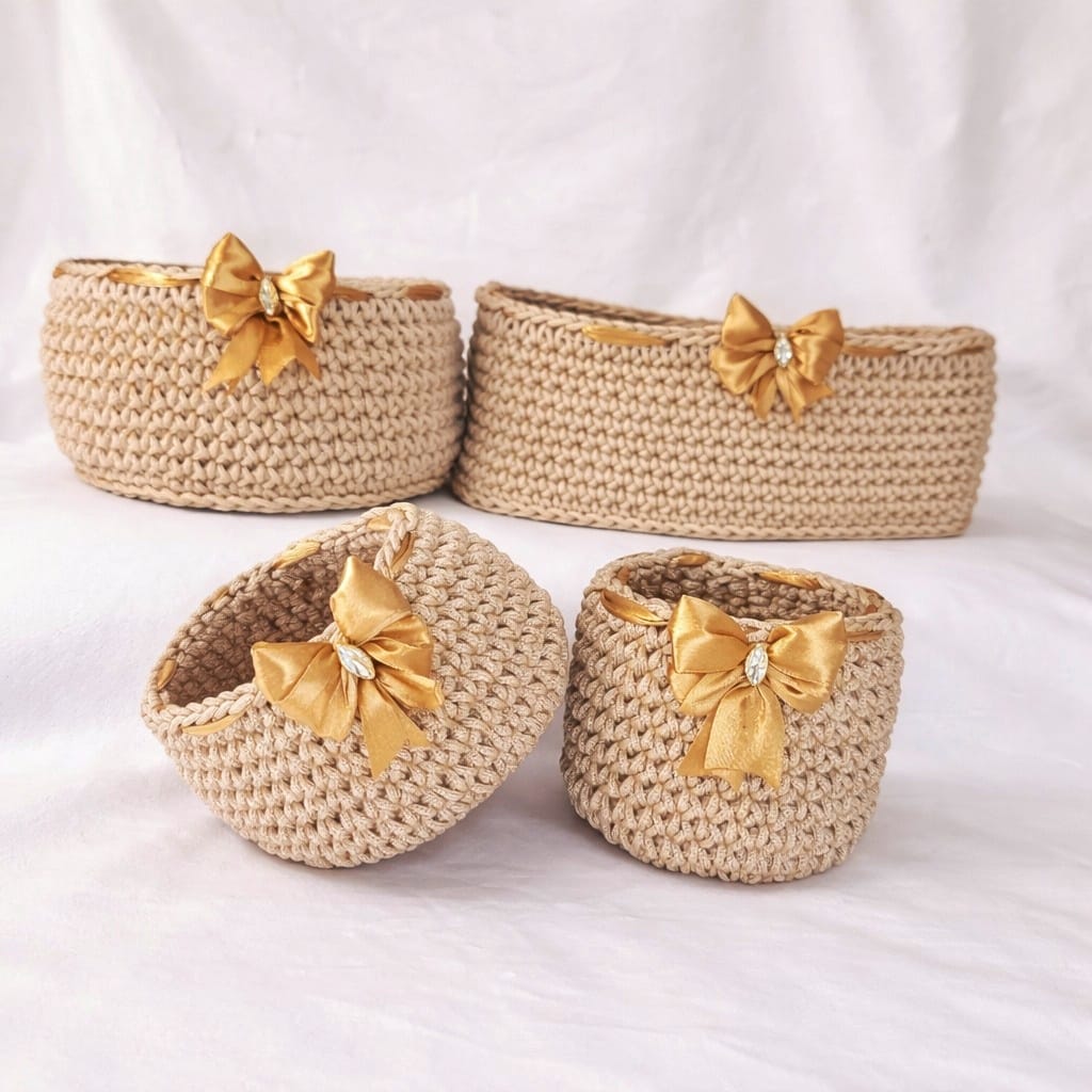 Pack 4 pièces rond avec ruban