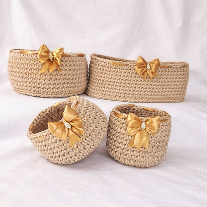 Pack 4 pièces rond avec ruban